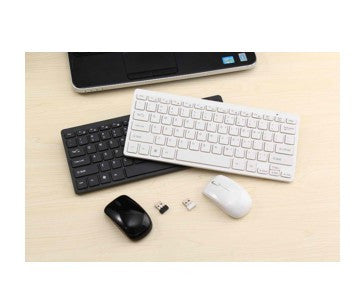 Pure White/Black Ultra Thin Design Wireless Keyboard + Mouse Kit for Computer